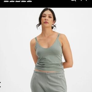 Bonds Comfy Livin Support Singlet Wome Moss Green Camisole Built In Bra Medium